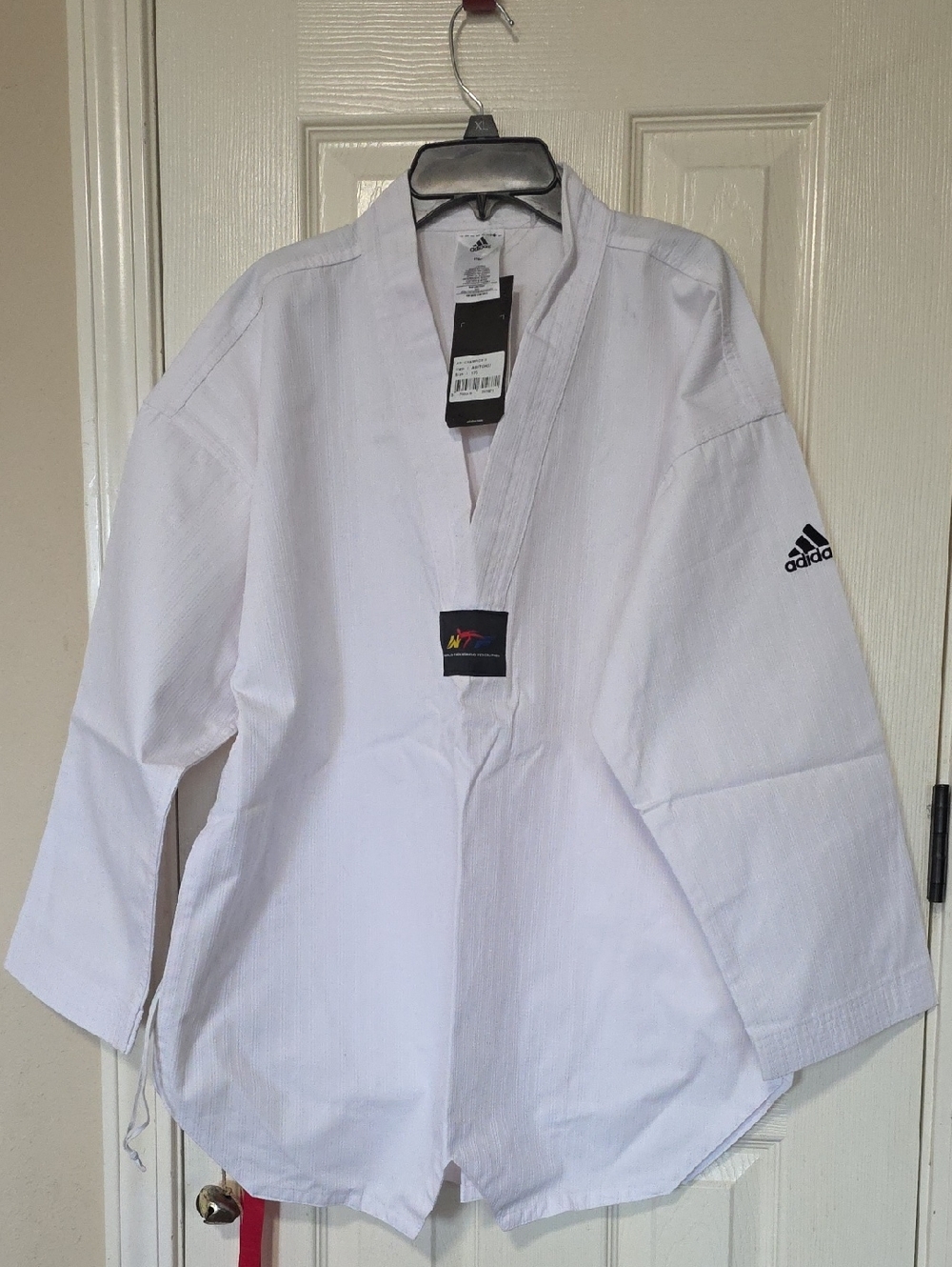 adidas Taekwondo adiChamp 3 Uniform, White V-Neck Unisex